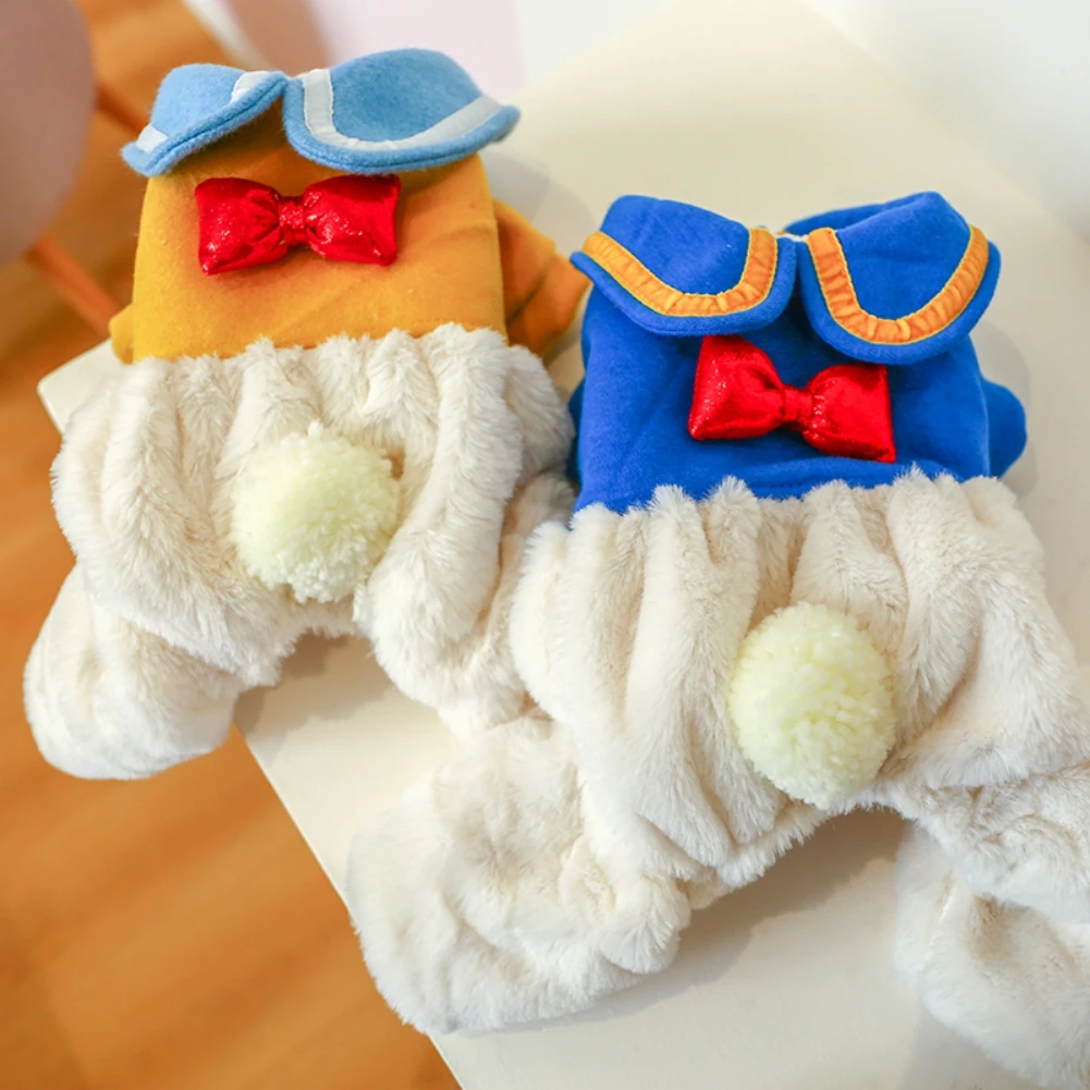 Winter Dog Clothes Plush Warm Pet Costume Dog Cold Weather Coats Cat Apparel Cute Doggie Jumpsuit Pet Four Legged Pajamas