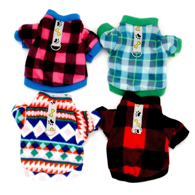 Christms Dog Fleece Vest Sweater Winter Jacket for Small Dogs with D-ring Leash Cold Weather Coat Hoodie Cat Apparels