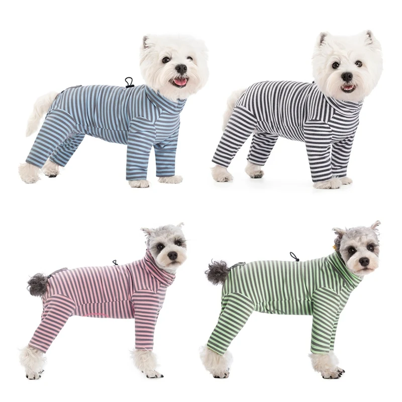 Dog Pajamas for Small Dogs Cats Stripes Dog Clothes Puppy Onesie Dog Christmas Pajamas Jumpsuit Home Wear Pjs 4 Legged Apparel