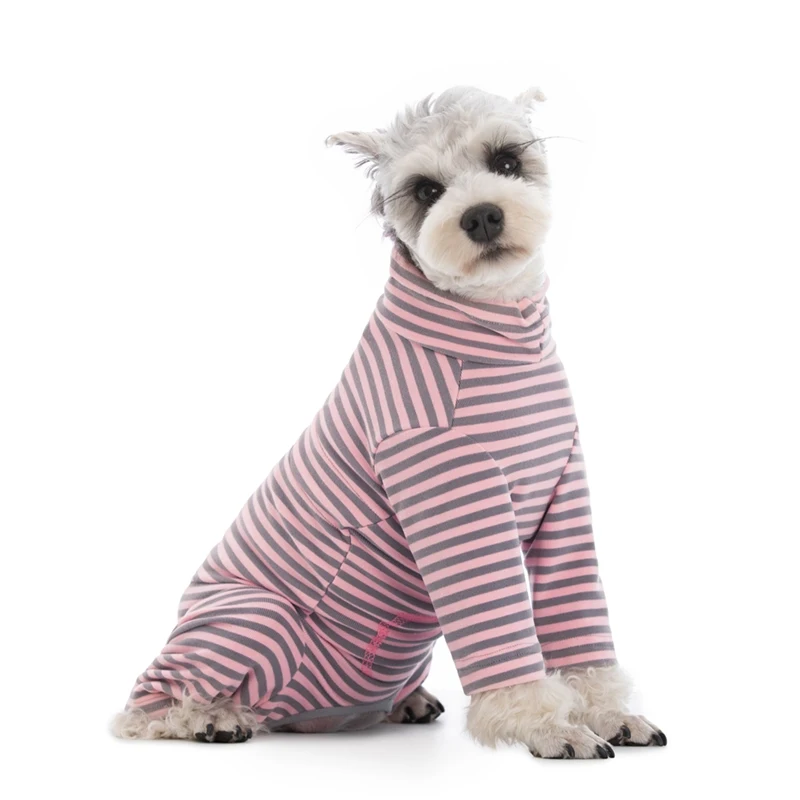 Dog Pajamas for Small Dogs Cats Stripes Dog Clothes Puppy Onesie Dog Christmas Pajamas Jumpsuit Home Wear Pjs 4 Legged Apparel