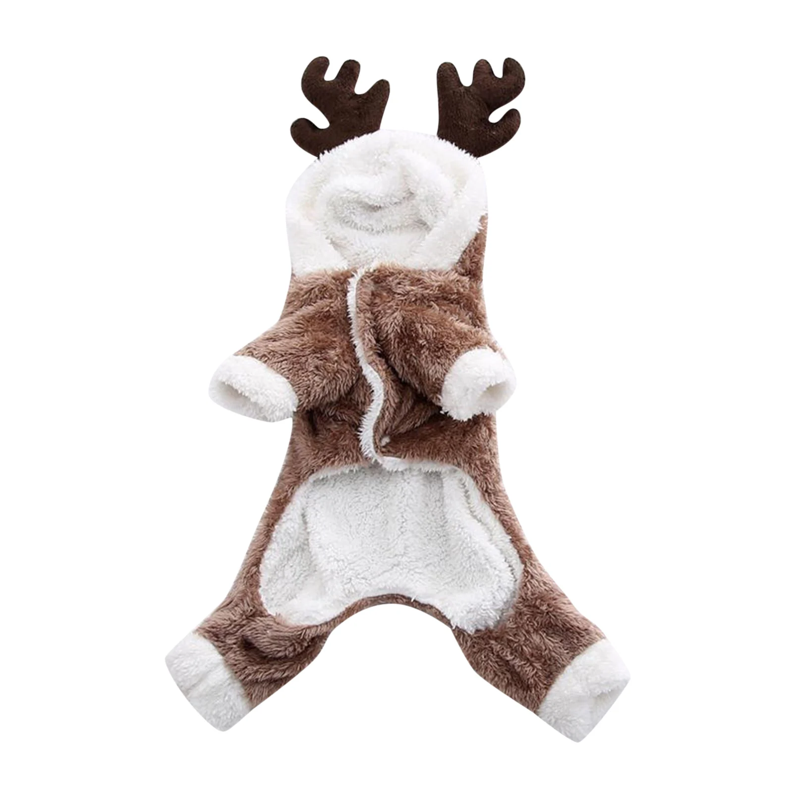 Warm Fleece Deer Shape Pet Costume Funny Party Cosplay Single Breasted Cats Apparel Thick Warm Small Furry Dogs Dress Ropa Perro