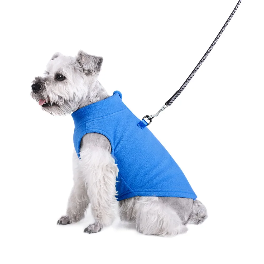 Fleece Dog Vest with Zipper and Leash Hook Cozy Soft Autumn Winter Coat Warm Dog Cold Weather Apparel Jacket Sweater Outfit