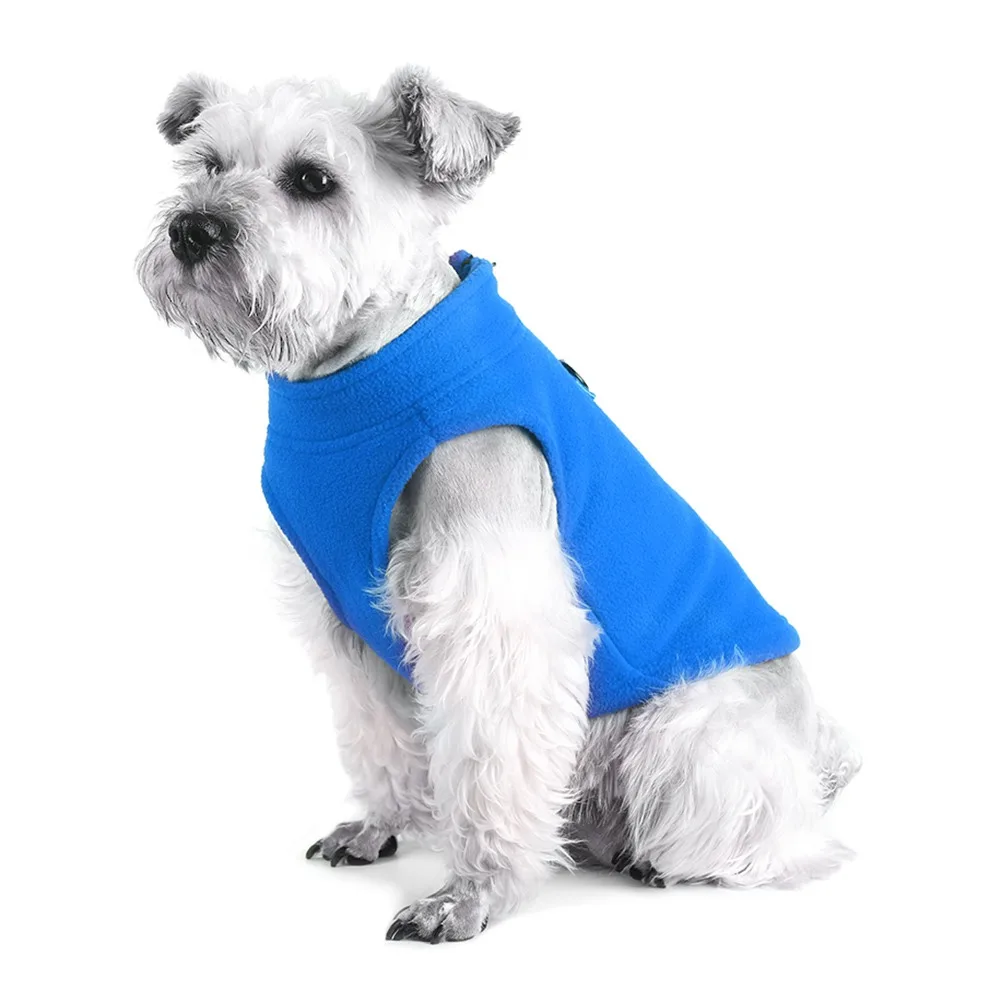 Fleece Dog Vest with Zipper and Leash Hook Cozy Soft Autumn Winter Coat Warm Dog Cold Weather Apparel Jacket Sweater Outfit