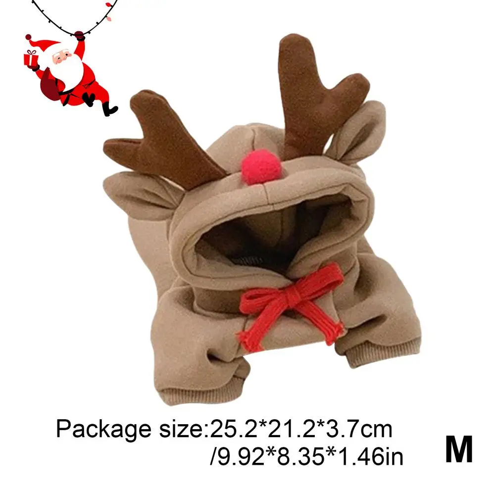 Dog Clothes Reindeer Christmas Elk Cosplay Apparel Winter Warm Jumpsuit Outfit For Small Dogs Cats Cold Weather Sweatshirt For