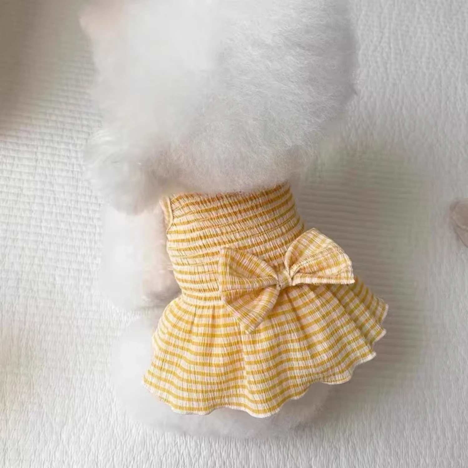 Dog Dress Summer Puppy Clothes Dog Suspender Skirt Pet Bow Striped Vest Chihuahua Bichon Kitten Pet Clothing Dog Apparel