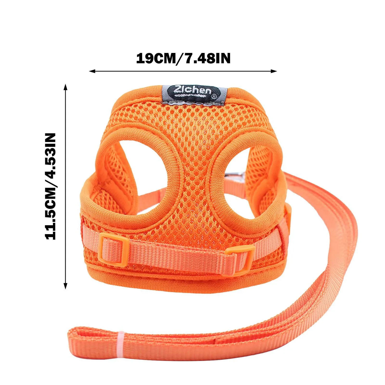 3 Dog Leash Orange Pet Dog Harness Mesh Vest Dog Orangeleash Dog Orange Harnesses Chest Straps Belt Easy Christmas Leash Set