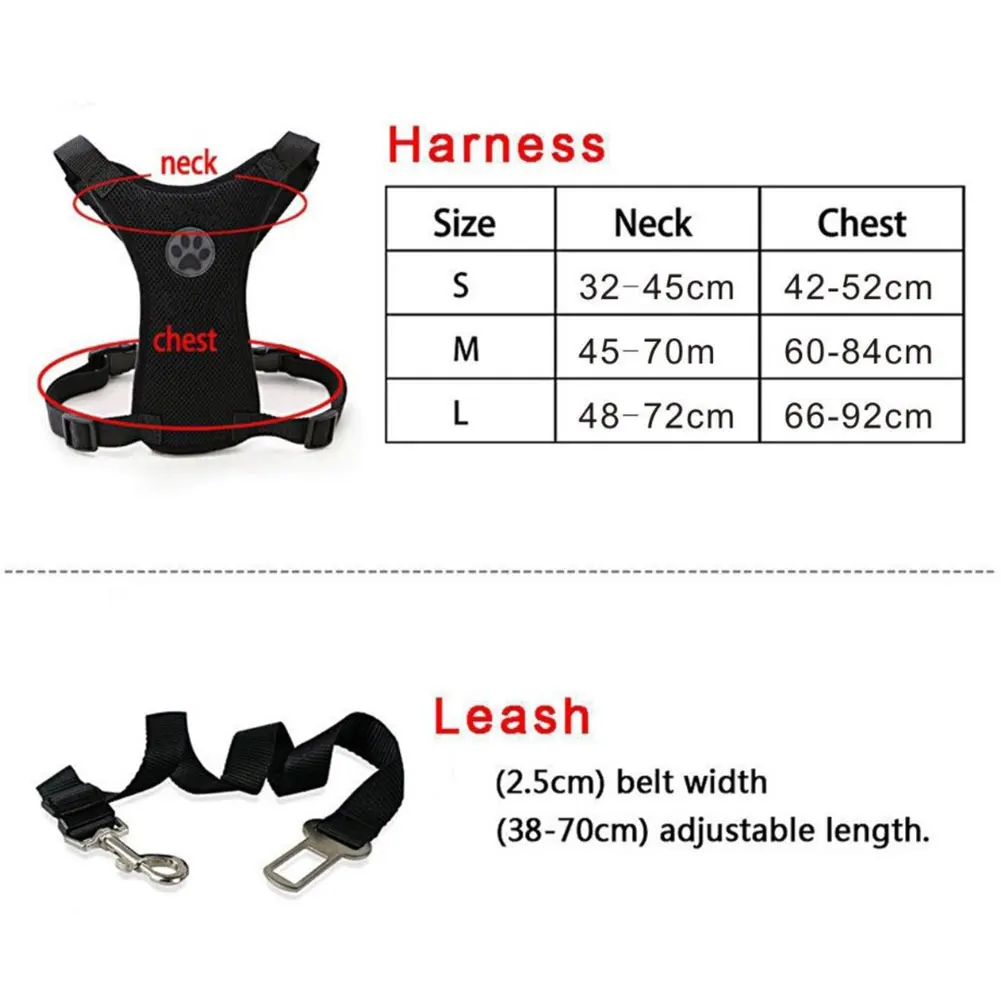 Dog Harness Car Safety Seat Belt Breathable Leash Mesh Chest Strap Multi-function Breathable Pet Supplies Dog Chest Straps