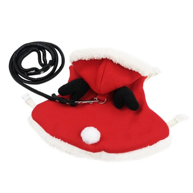 Christmas Bunny Vest Harness Outdoor Leash Set Rabbit Clothing Suit Small Pet Ferret Hamster Small Animal Clothes for Walking - Image 3