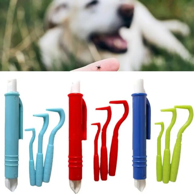 Dog Tick Remover Tool 4 pcs Tick Remover Kit for Cats and Dogs Flea Remover Comb Lice Supplies for Pet Dog Cat Human Horse - Image 2